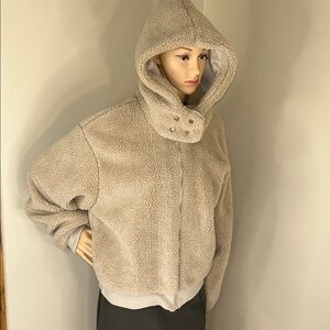 Sincerely Jules Beige Teddy Jacket with Hood